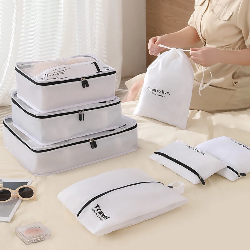 

7pcs Travel Organizer Set Packing Cubes Foldable Luggage Organizer Clothes Storage Bag Portable Lightweight Suitcase Bag