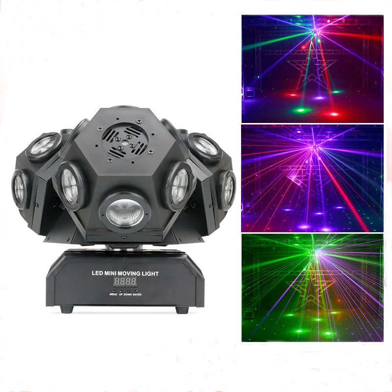 BOTAI 18 Led 3 Moving Head Lights with RGB Laser for DJ Disco Light Party Stage Lighting