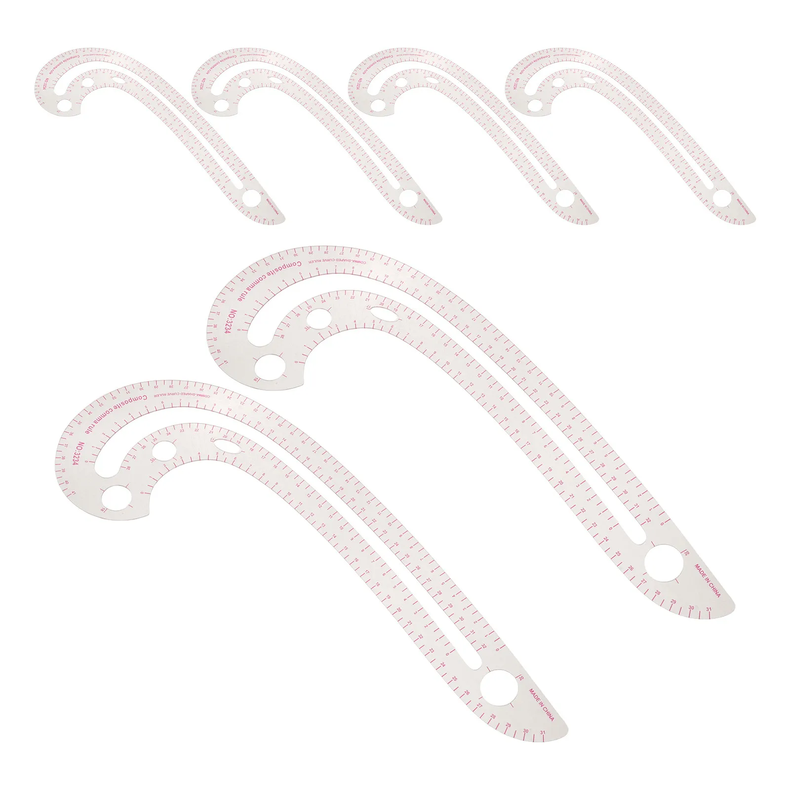 6 pcs Ruler Tool Measuring Curve Sewing Drafting Plastic Drawing Halloween Christmas New Year Curve Ruler For Pattern Making