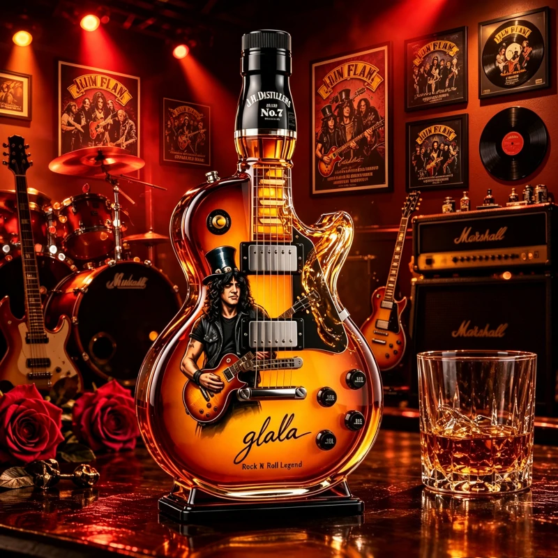 Decantador de Whisky Estilo Slash dos Guns N' Roses, Garrafa de Licor com Formato Único para Fãs de Rock e Entusiastas de Whisky