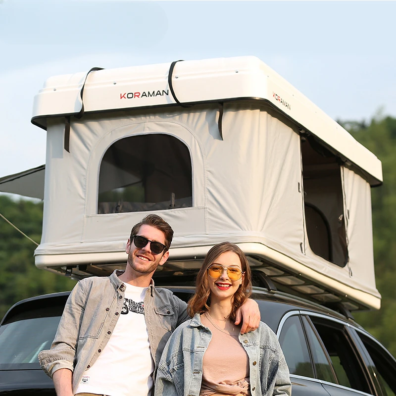 Outdoor camping roof tent Shade, rain and cold semi-automatic roof tent self-driving tour