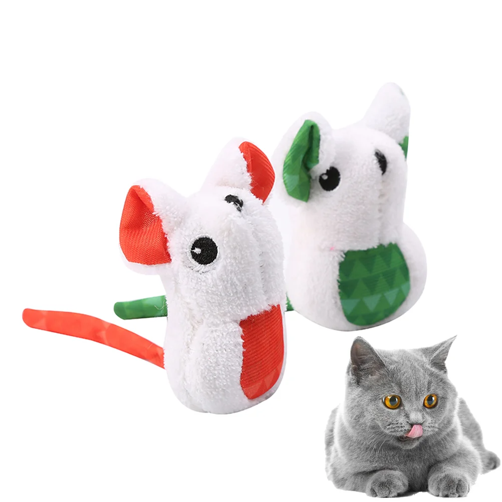 

2 Pcs Small Dog Toy Kitten Teething Toys Chew for Puppies Plush Mouse Cat Modeling