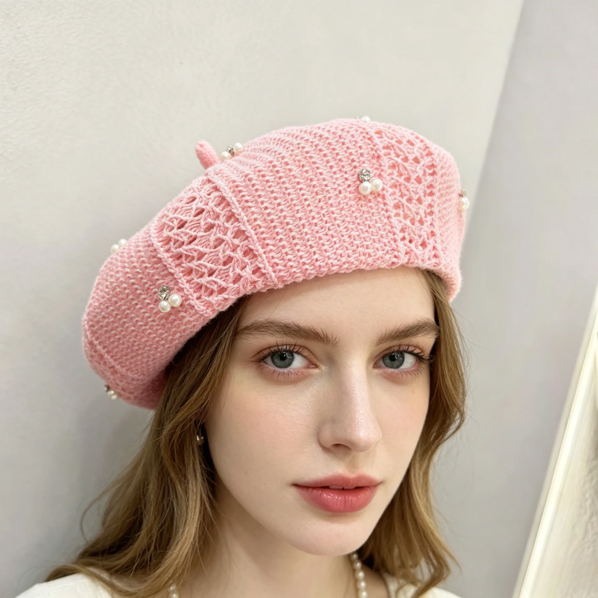 New Summer Stone Beret Cap Women Outdoor Hollow Breathable Best Matched Painter Hat Designer Female Bonnet Bonia Cap Party Gift