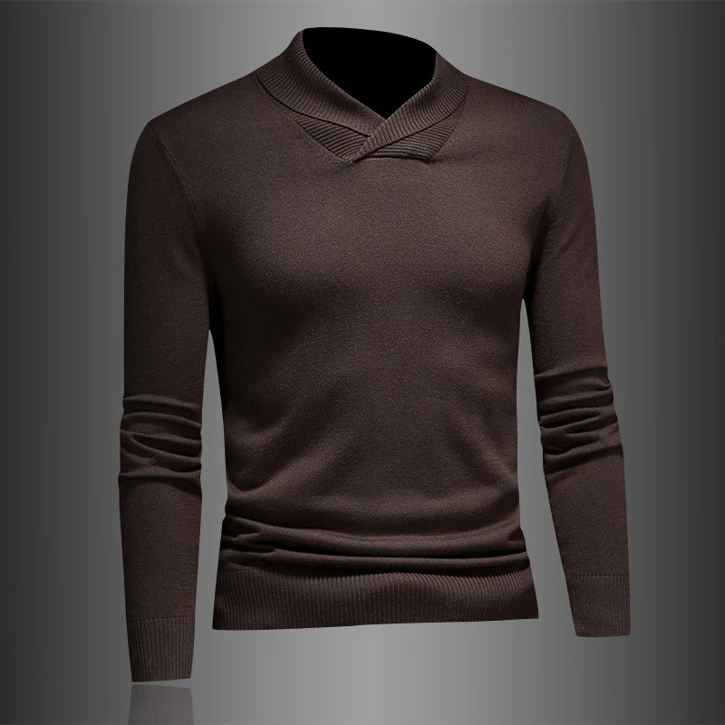 

Модная легкая роскошная шерстяная вязаная кофта с V-образным вырезом, однотонная, трендовая верхняя одежда для мужчин, для городского стиля и повседневной носки