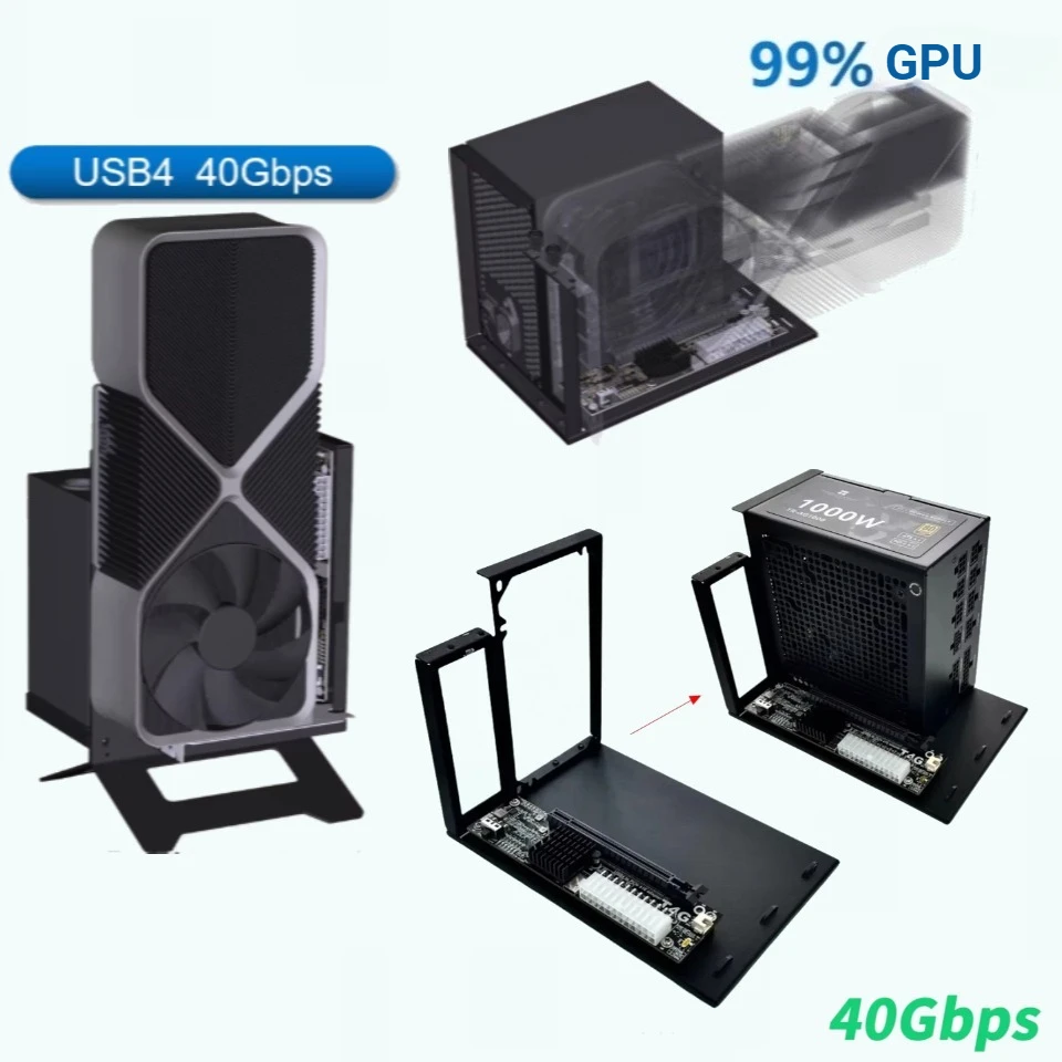 

UT4G External eGPU Adapter USB4 Bracket Thunderbolt-4/3 TB3/TB4 to PCIe x16 PCI-E 4.0 x4 GPU Dock For NUC ITX STX Laptop Gaming