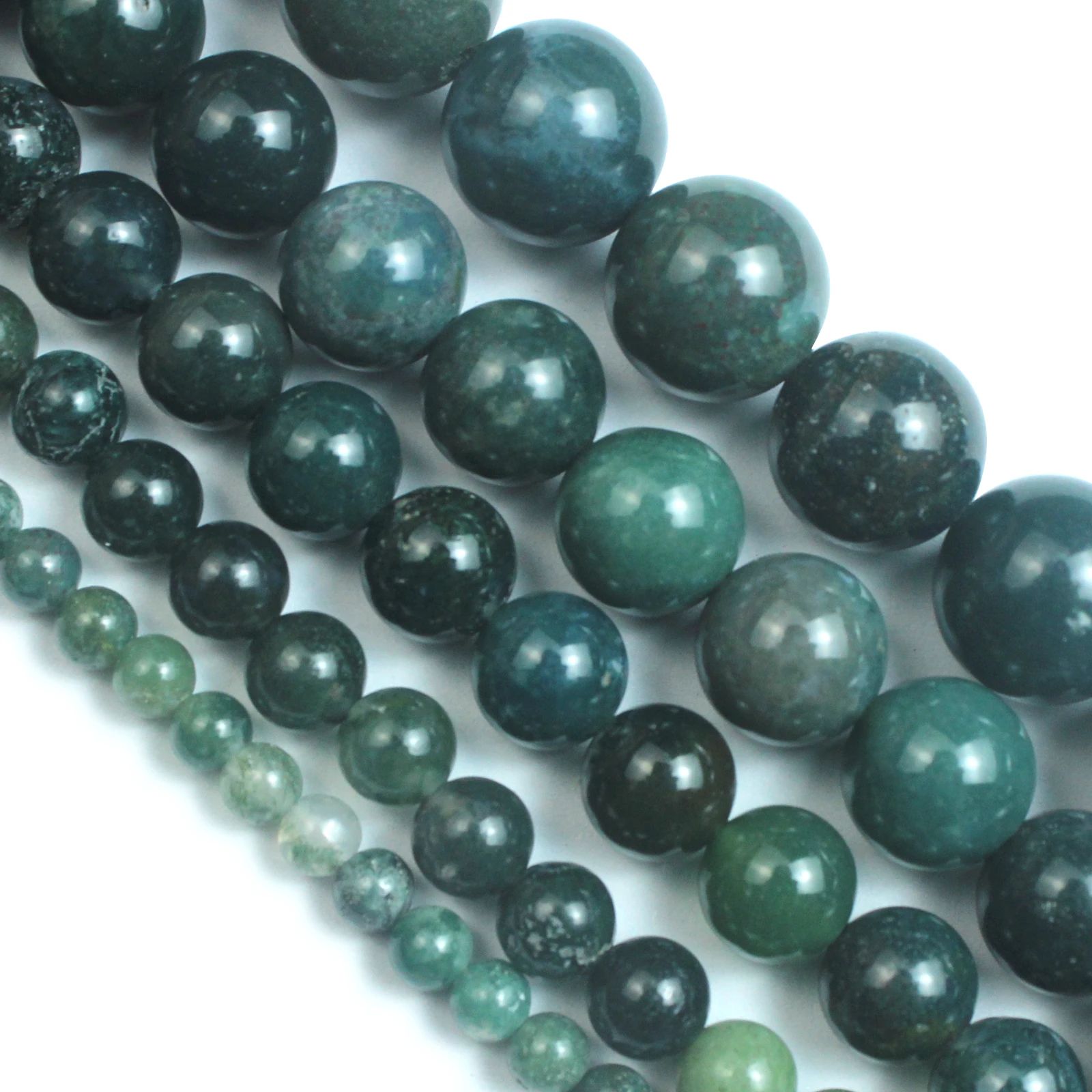 Moss agat Natural Stone String Loose Round Beads Strand 4 6 8 10 12 14 MM DIY Charms Beads For Jewelry Making