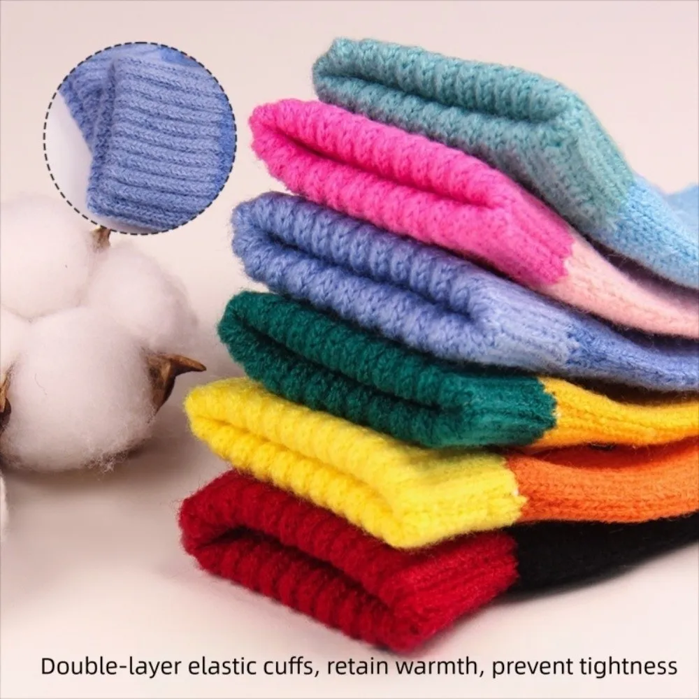 New Cute Cartoon Knitted Gloves Windproof Warm Full Finger Mittens Cold Proof Gloves Winter