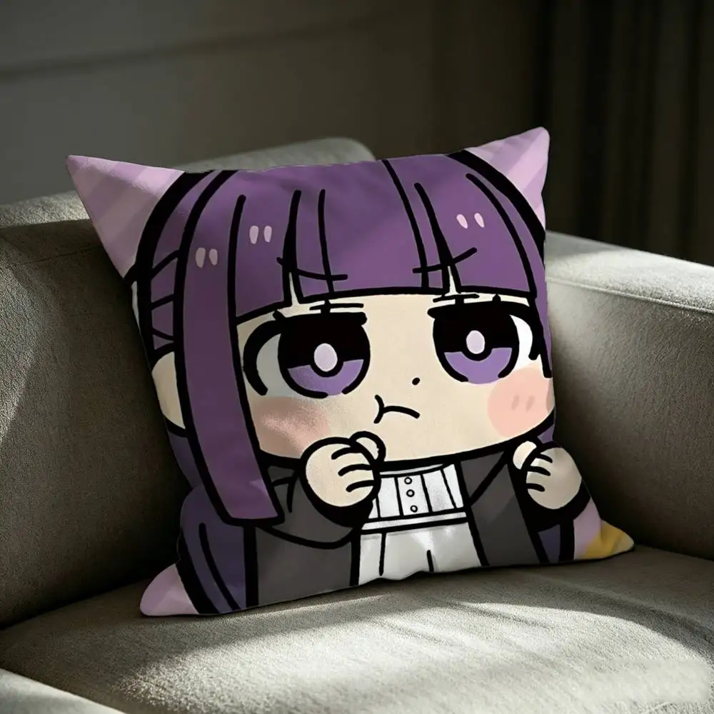 Cute F-Frieren Chibis Official Art Square Sofa Pillow Cover Solid Color Living Room Home Decor Cushion Case