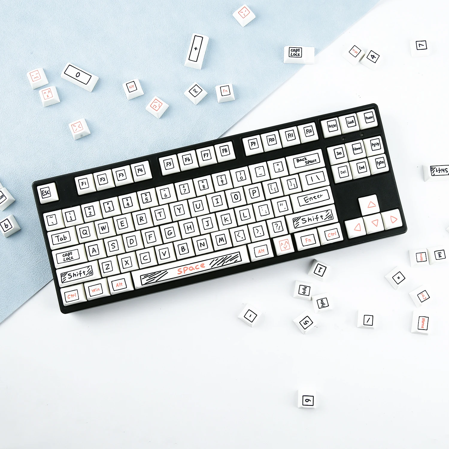 

125 Keys Graffiti Keycap XDA Profile PBT Keycaps for Mechanical Keyboard Cute Anime White Key Caps Set Gaming Keycap Custom