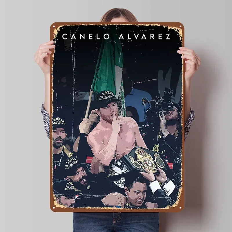 Canelo Alvarez Boxer плакат бокс металлические вывески фотографии предметы украшения стен на заказ жестяные пластины для настенного художественного украшения ретро