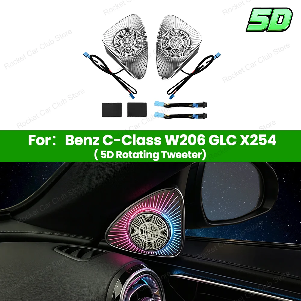 For Mercedes Benz W206 C-class 2022+ Car RGB LED Treble Horn Refit Accessory LED 3D 4D 5D Speaker 64 Color Ambient Light