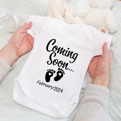 Baby Coming Soon 2024 Baby Announcement Newborn Bodysuit Summer Baby Romper Pregnancy Reveal Clothes Girls Boys Jumpsuit Outfits