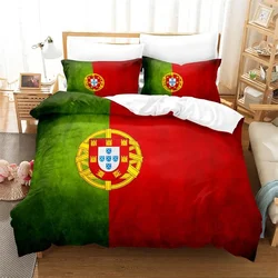 3D Print Portugal Flag Bedding Set,Duvet Cover Comforter Bed Set Quilt Cover Pillowcase,King Queen Twin Size Boys Girls Adults