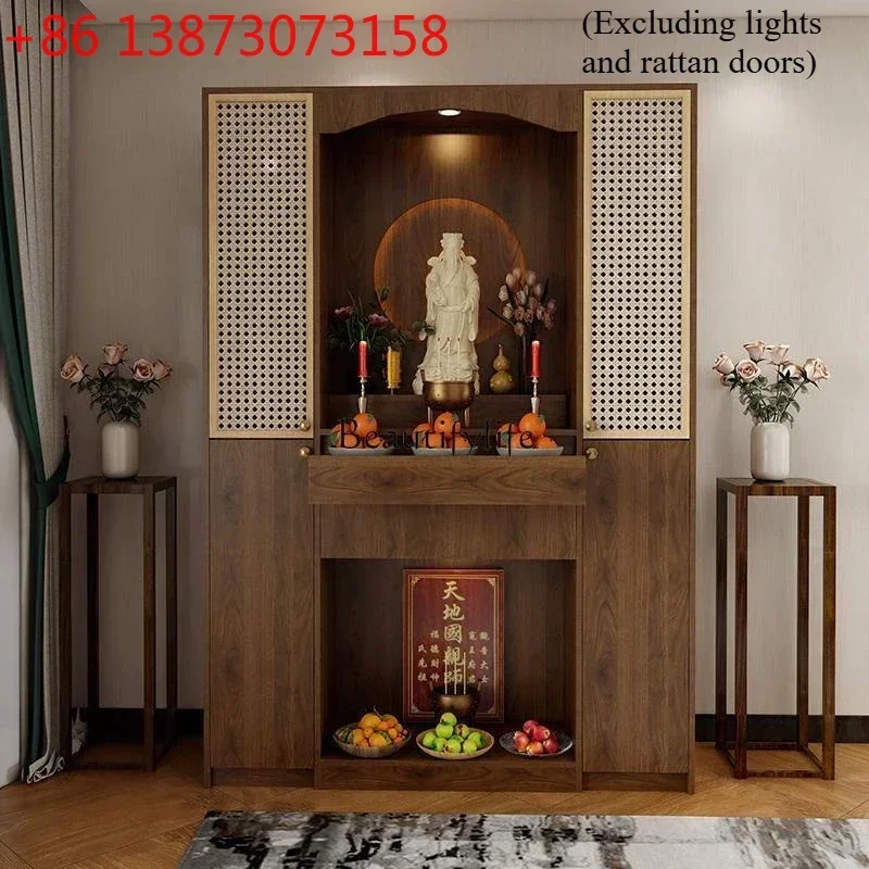 Mueble de madera maciza para ofrendas y incienso, para el hogar, para el lugar de culto a los dioses pequeños, gabinete de Buda Zhongtang