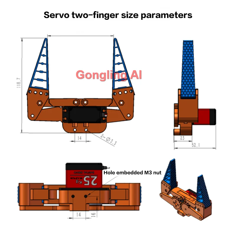 MR996 DS3218 Griffe mécanique flexible, contrôle servo PWM, préhenseur bionique flexible, pince programmable, pièces de robot manuel