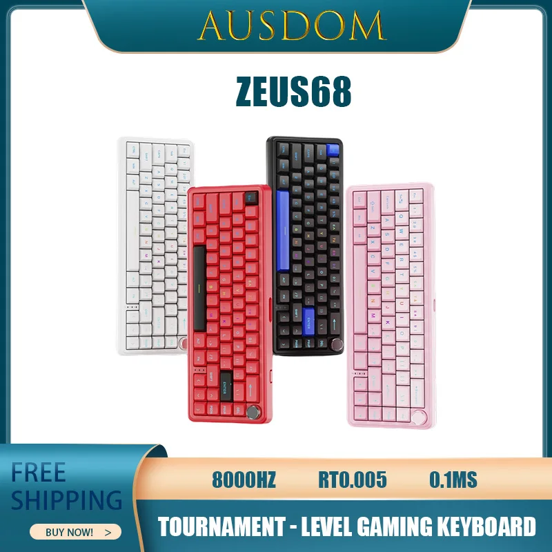 Ausdom Zeus68 Magnetic Axis Mechanical Keyboard 8000hz Rgb Rt0.005 Full-Key Rollover Quick Response Gaming Keyboard Gift