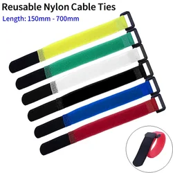 10pcs Cable Ties Reusable Self Adhesive 15mm - 700mm Hook Loop Bundle Fastener Nylon Strap Reverse Buckle Line Wire Organizer