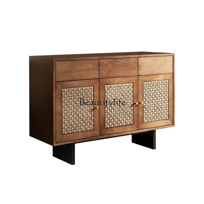 

ld 38ld 38 Nordic solid wood simple modern living room locker Japanese rattan entrance cabinet