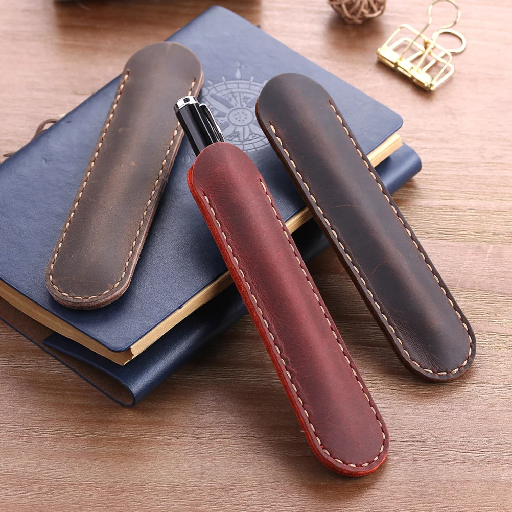 

Pen Case Handmade Pens Pouch Protective Sleeve For Gift Brown Office School Stationery Storage Organizer Desk