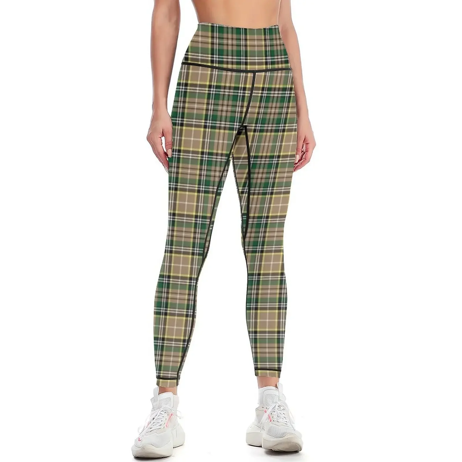 Farrell Tartan Pattern Tan Irish Plaid Leggings sporty woman gym gym's sportswear Womens Leggings