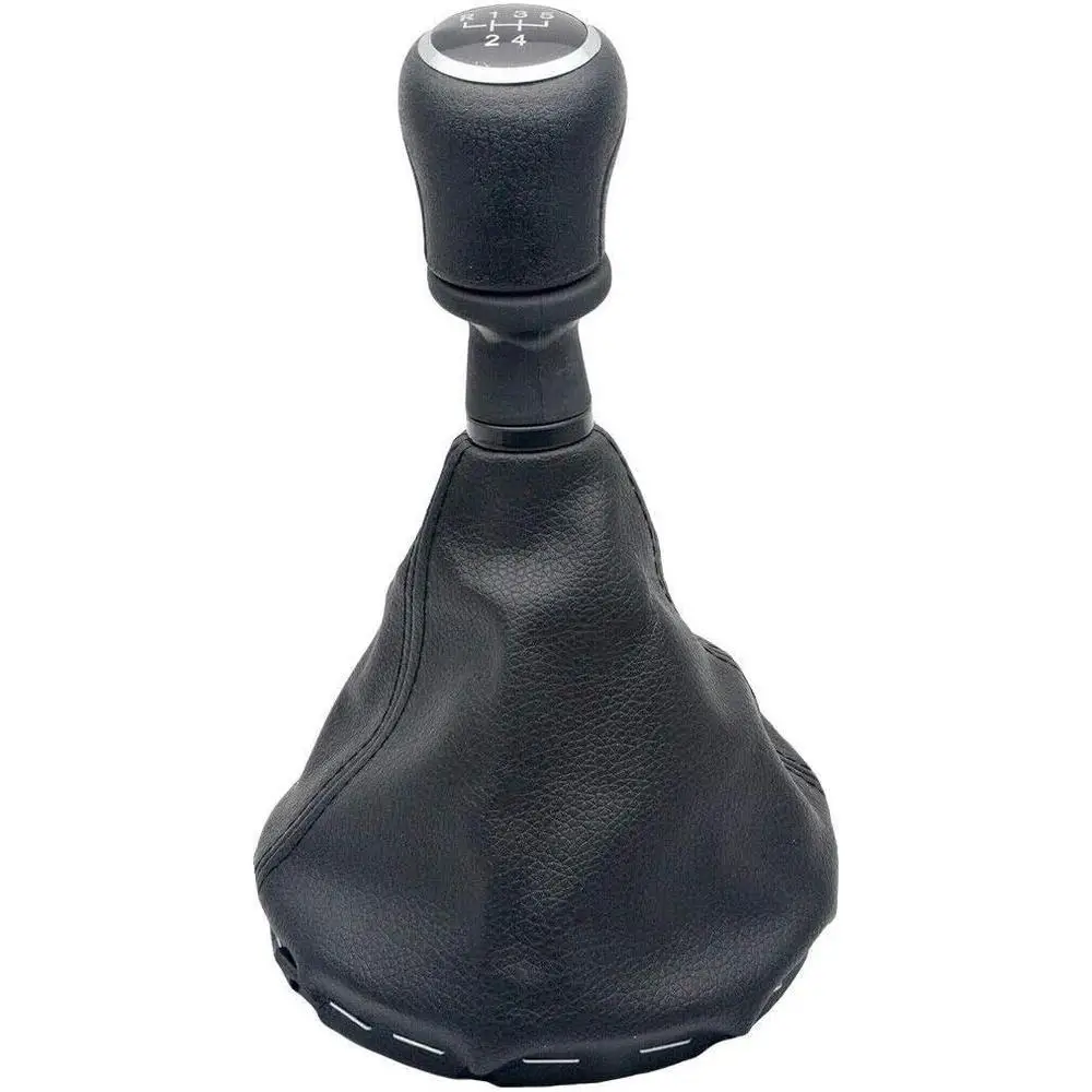 

Auto 5 Speed Shift Lever Gaiter Boot Cover Kit Manual Gear Shift Knob Black with chrome trim Plastic and artificial leather