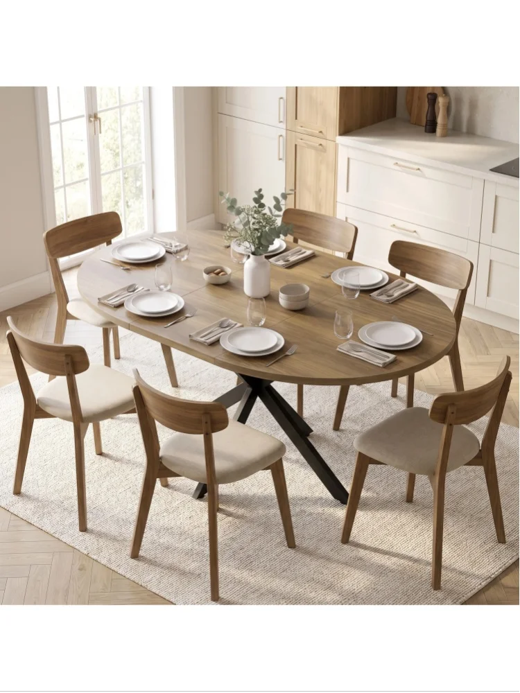 HOMCOM Esstisch Ausziehbar 100/135 x 100cm Esszimmertisch für 6 Personen Braun