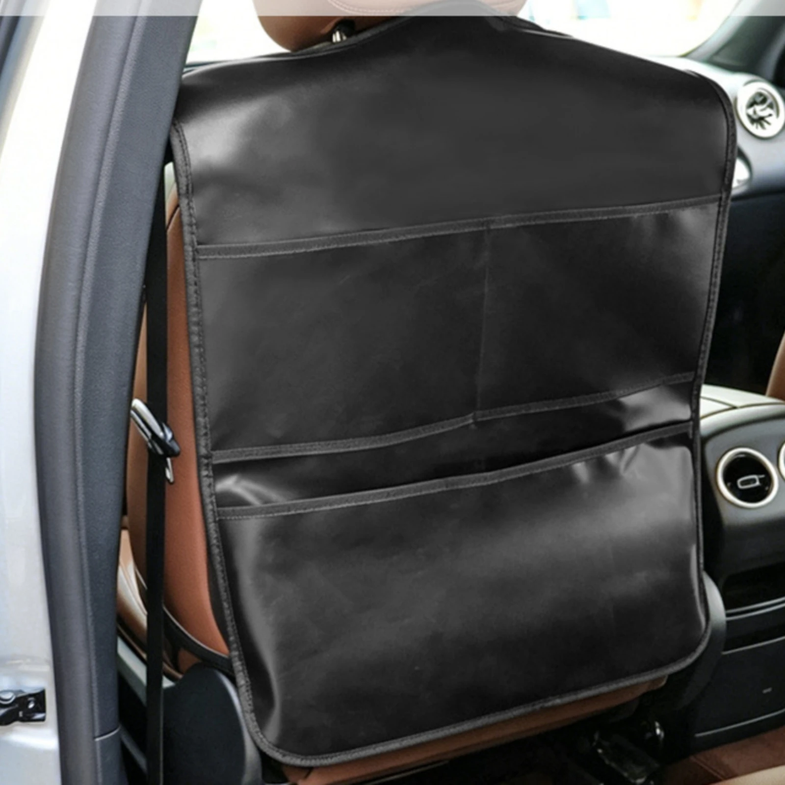 Car Seat Back Organizer Shielding Car Back Seat Organizer Anti-Kick Pad with Pockets Easy to Install Adjustable for Families