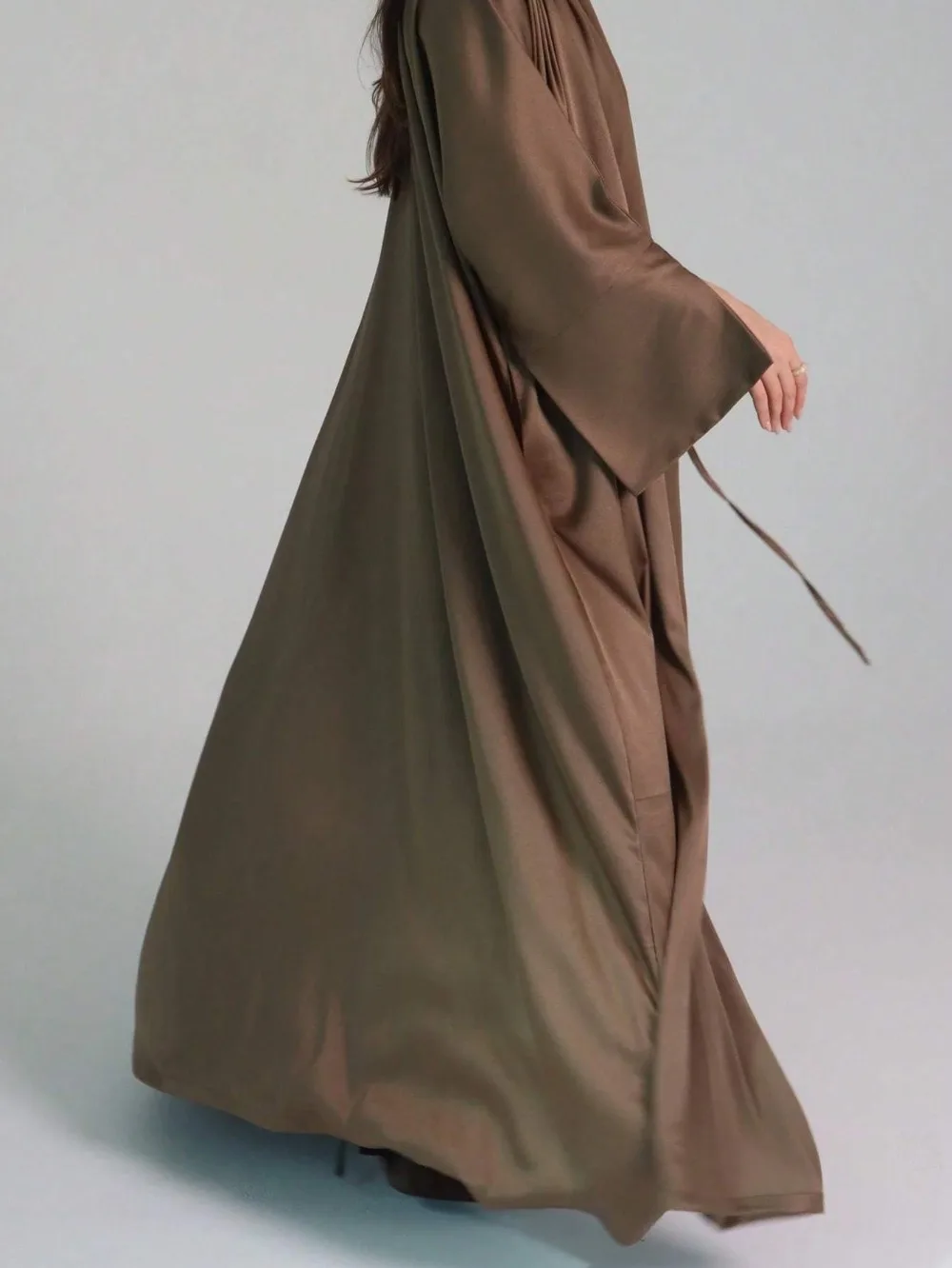 Vêtements ethniques d'âge moyen à manches longues à lacets Abaya ample femmes musulmanes Abayas décontracté solide caftan islamique Maxi robes Jilbabs