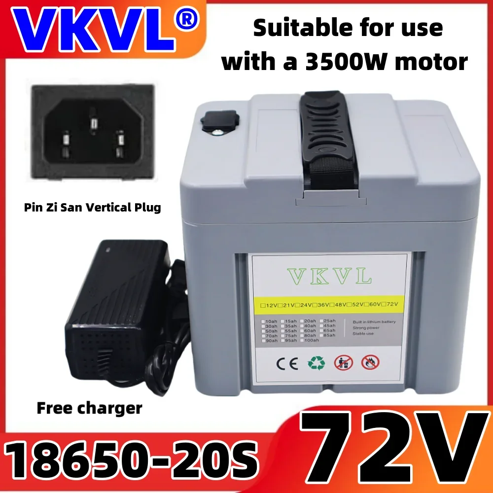 

72V20Ah25Ah30Ah 18650 lithium battery combination, suitable for 250-2000W devices, powerful battery power, complimentary charger