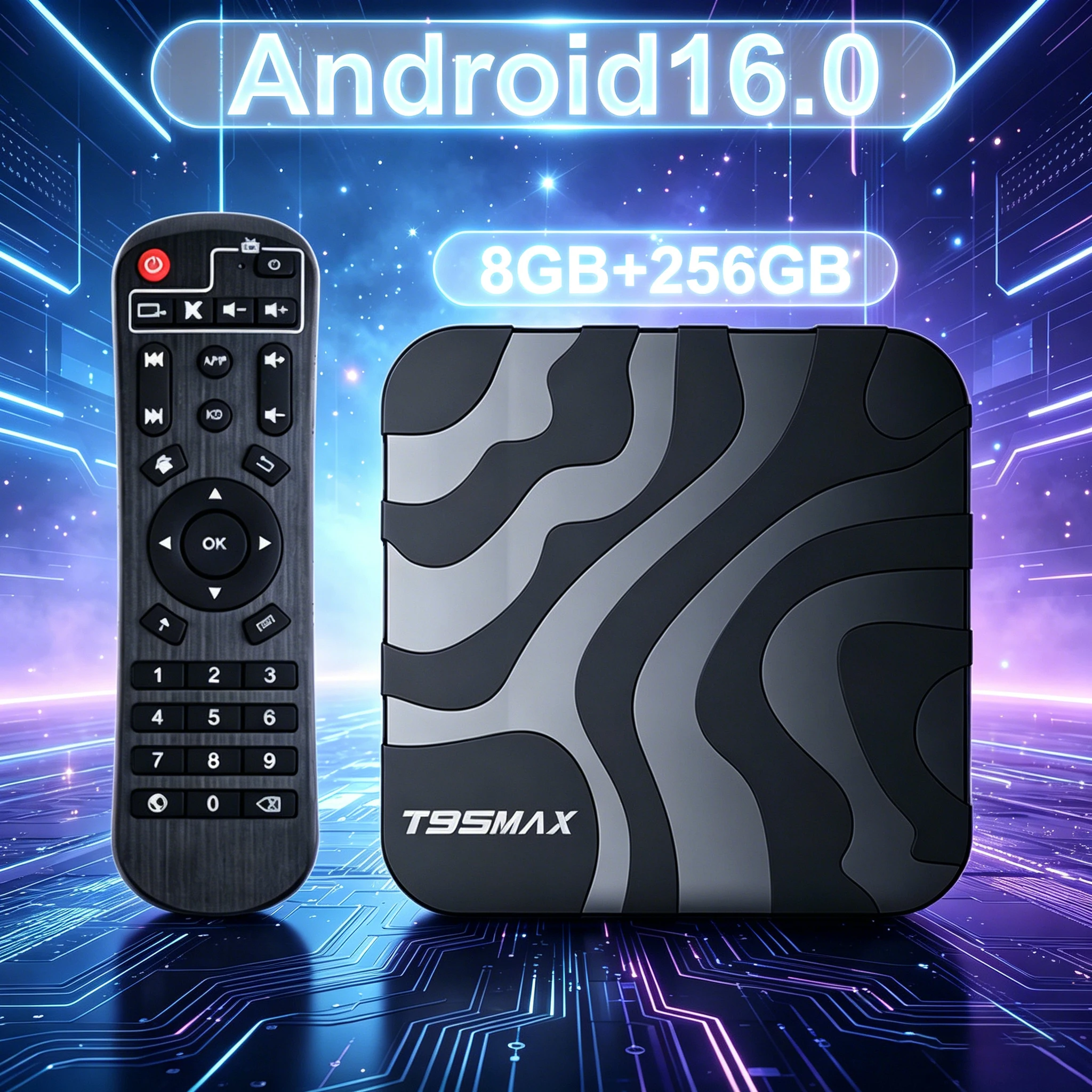 T95Max Android 16 Smart TV Box Allwinner H618 8GB 256GB Dual