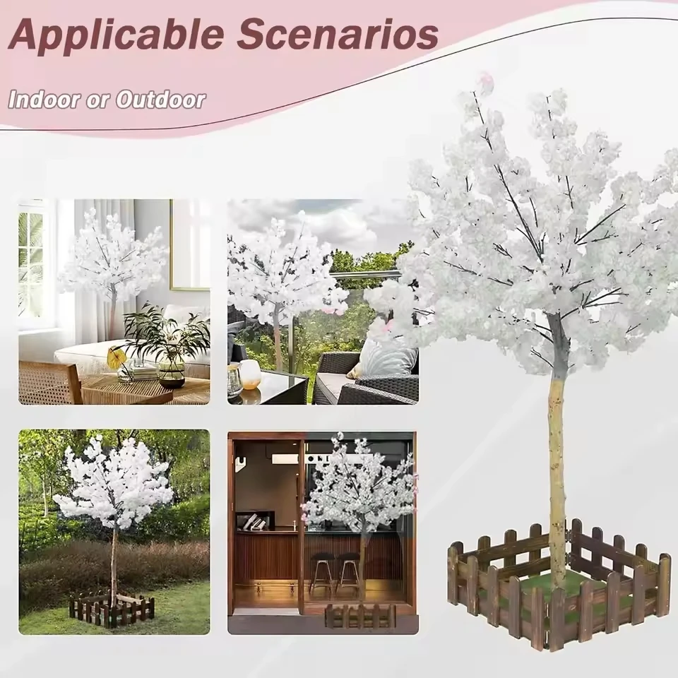 

Artificial Cherry Blossom Trees Wedding Decor Fake White Cherry Blossom Tree for Wedding Table,Handmade