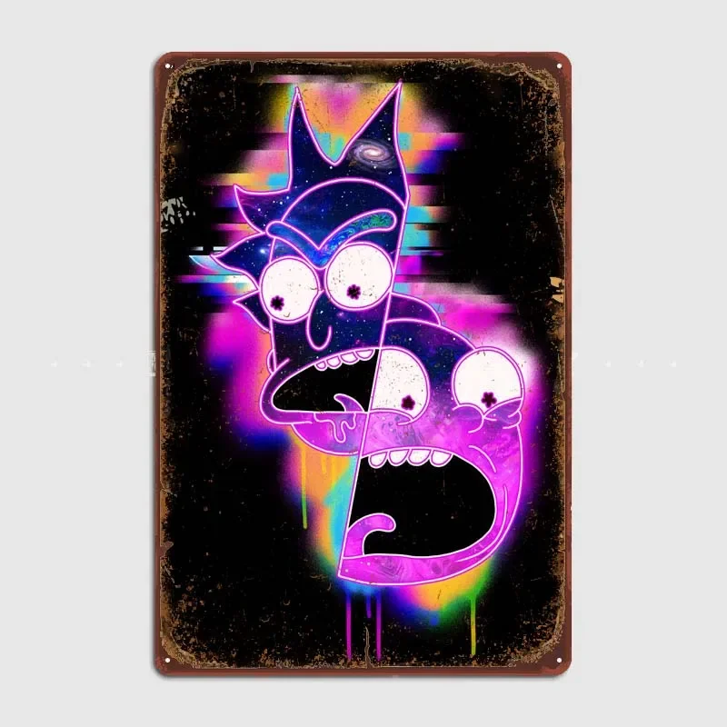 Vaporwave Rick and Morty Retro Metal Signs Wall Vintage Home Decor Items Tin Sign Vintage Poster For Bar Garage Game Room Decor