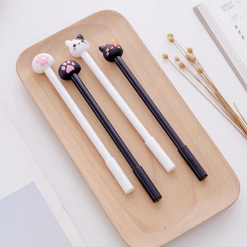 10pcs/batch Kawaii Cat Gel Signature Pen Cute Claw  Stylos Black Ink for Hand Account Writing Stationery Office School Supplies