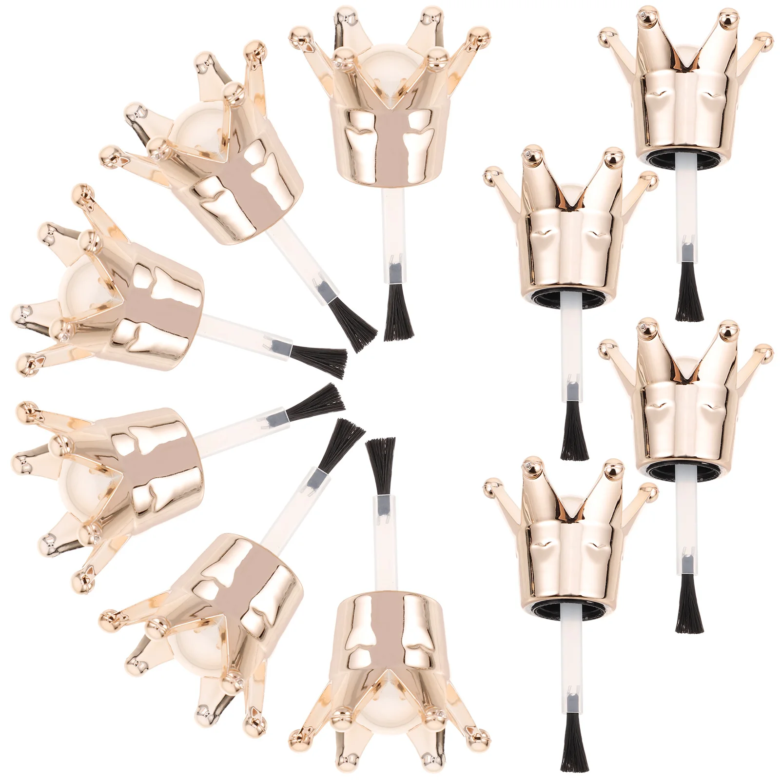 

10pcs Nail Polish Brush Bottle Caps Replacement Empty Bottles Crown Design Easy Application Durable Long Lasting Small