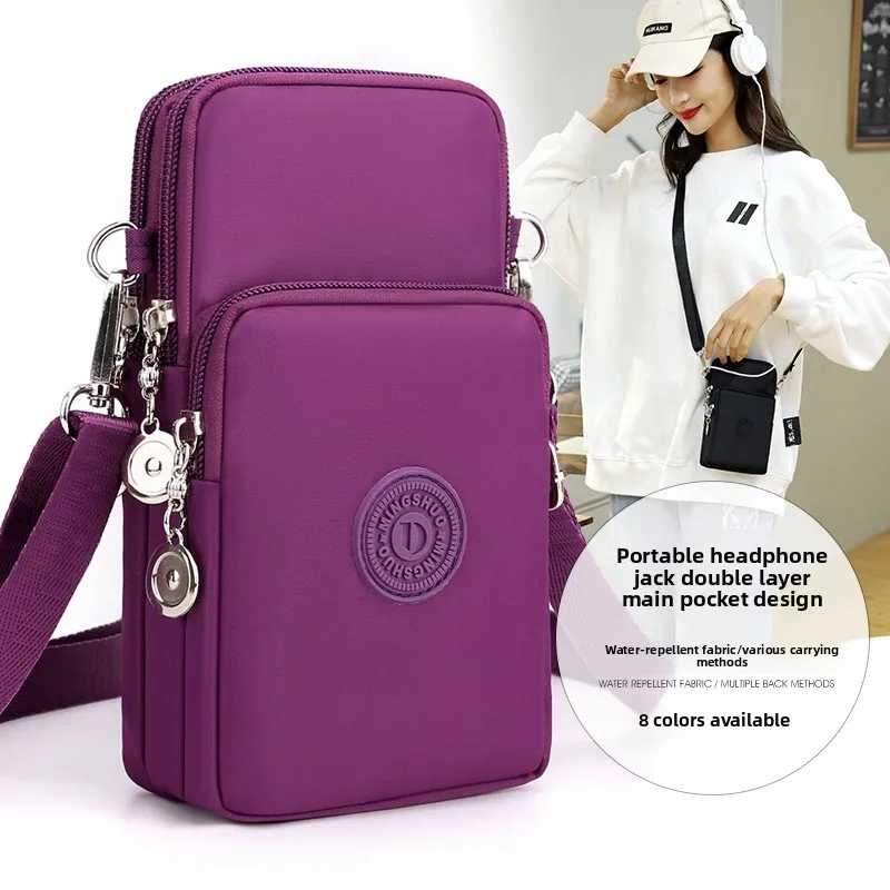 Oxford Solid Color Phone Crossbody Shoulder Bag with Headphone Hole, Stylish Wrist Bags for Women Sport Work Gatherings Dates
