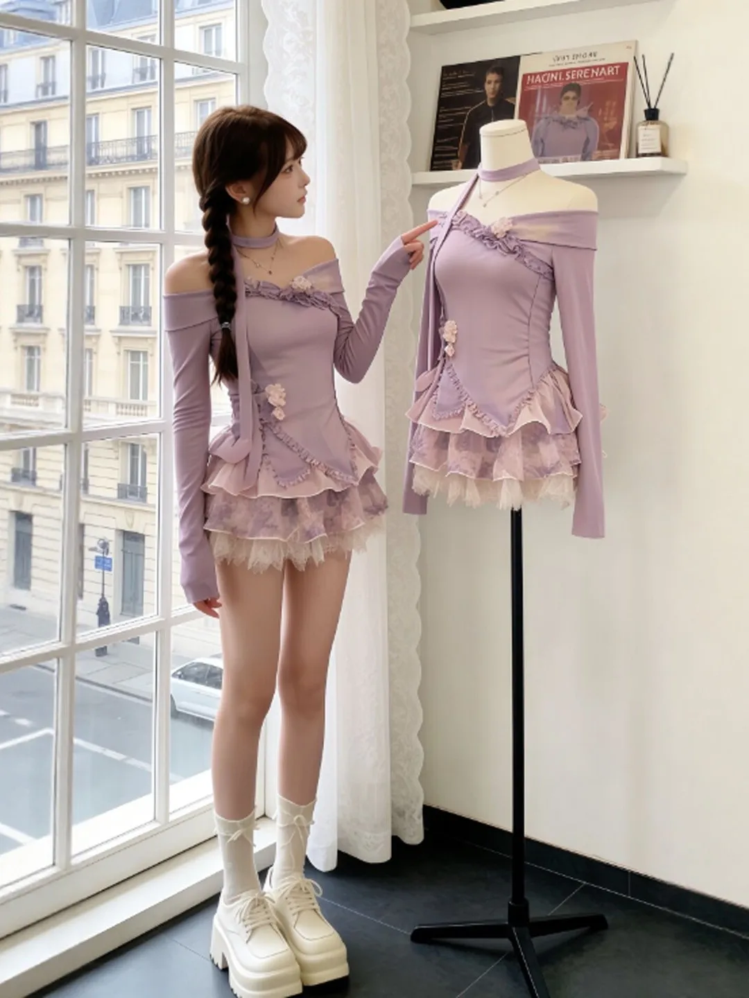 

Korean Style Floral Print Top And Skirt Set Summer 2026 Short Sleeve High Waist Comfortable Fit Fashionable Two-Piece Outfit