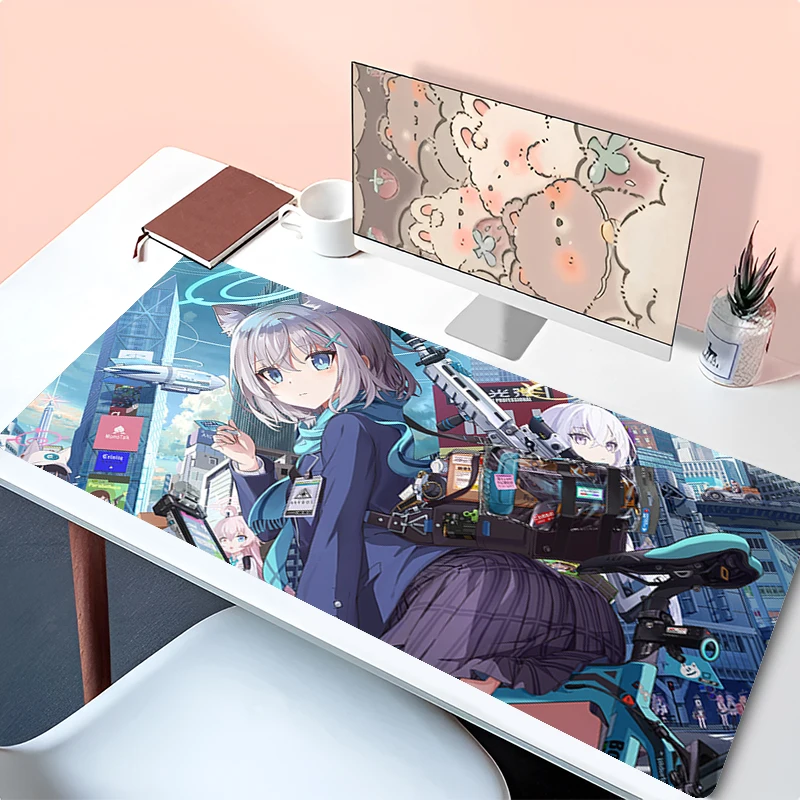 Mousepad Anime Mouse Pad Gaming Accessories Office Keyboard Pad Desk Mat PC Rubber Blue Archive Sunaookami Shiroko Extended Pad