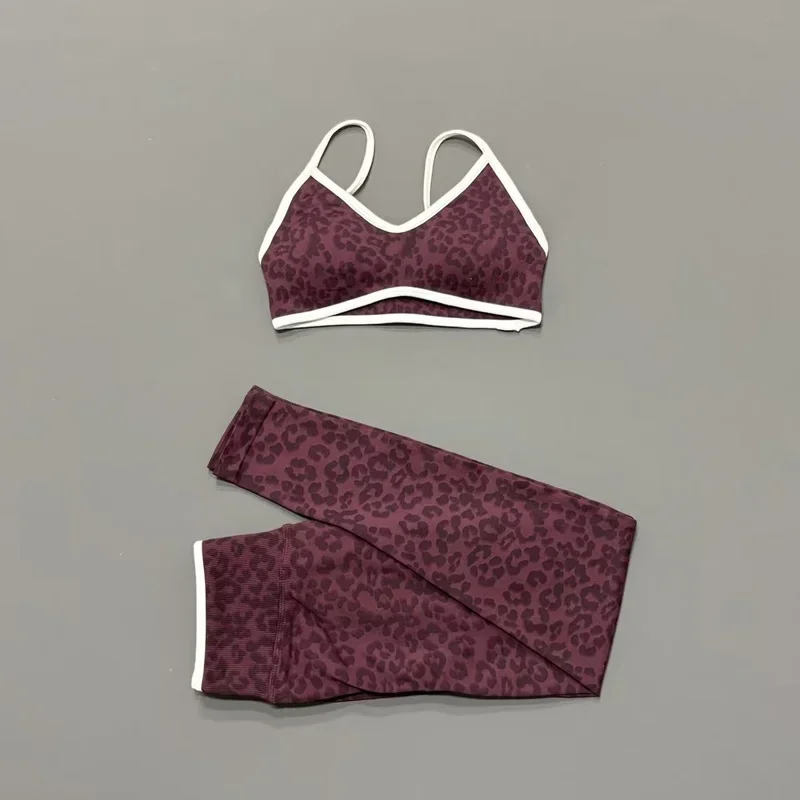 2-teiliges Gym-Set für Damen: Leoparden-Top mit dünnen Trägern und Bauchunterstützung sowie High-Waist-Body-Hose – Ideal für Gewichtheben, Jogging und Freizeit – Detail 13