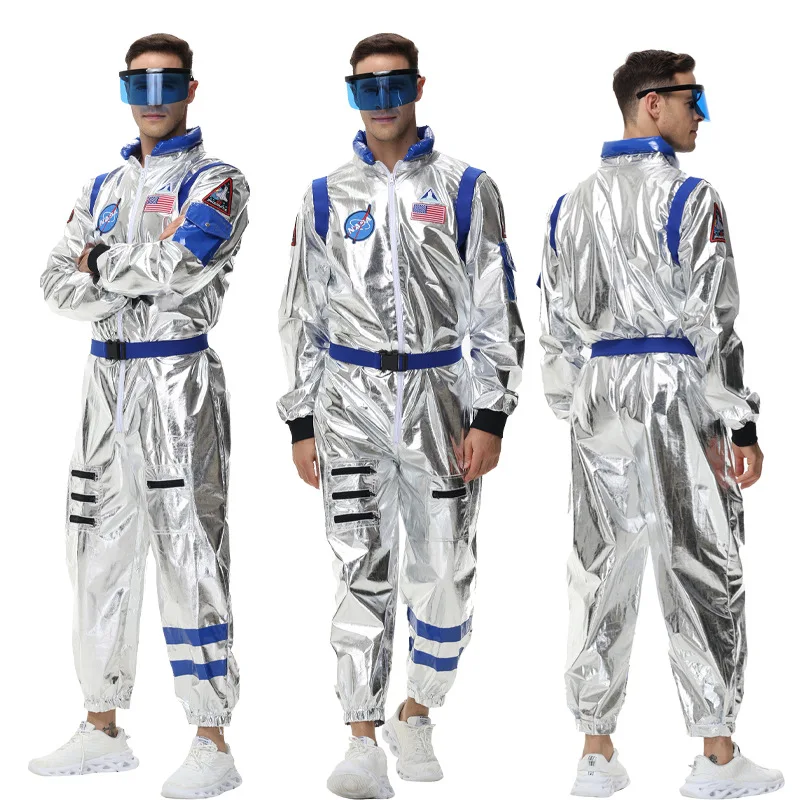 Silver Spaceman Cosplay Men Women Astronaut Space Costumes Suit Adult Children Costume Family Party Halloween Dress Up Christmas