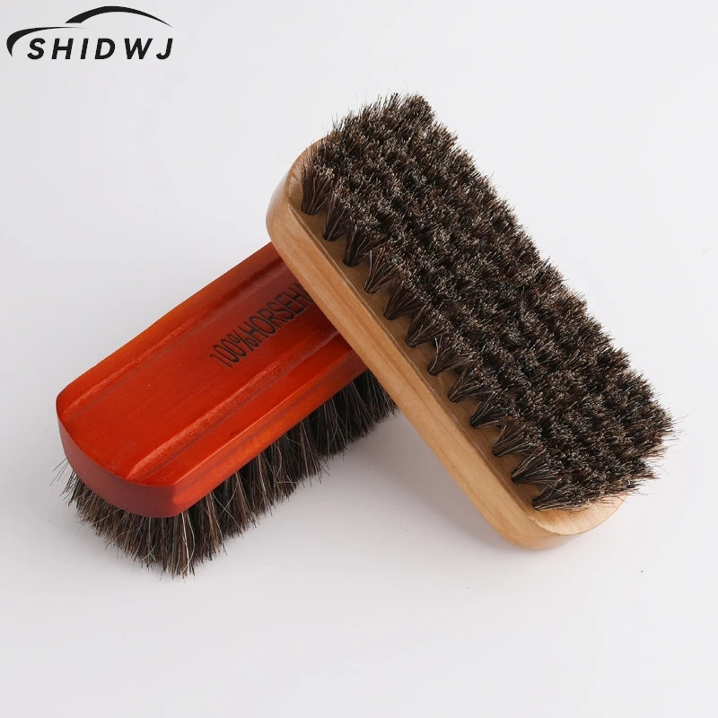 Horsehair Wood Brush Car Seat Details Polishing Brush High-End Scrub Dirt Removal Shoe Brush Clothing Brush Cleaning Brush