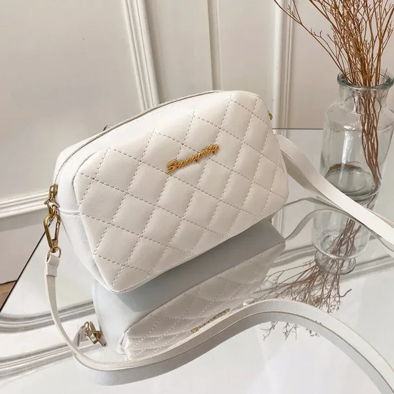 2026 tassel women's small crossbody bag trend diamond grid embroidery camera women's shoulder bag fashion chain crossbody bag