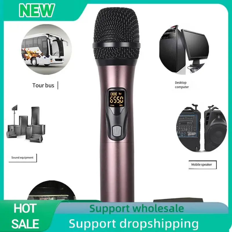 

Solid New One-To-Two Household Microphone Universal Microphone Metal Wireless Microphone Performance Ktv Singing Microphone Dura