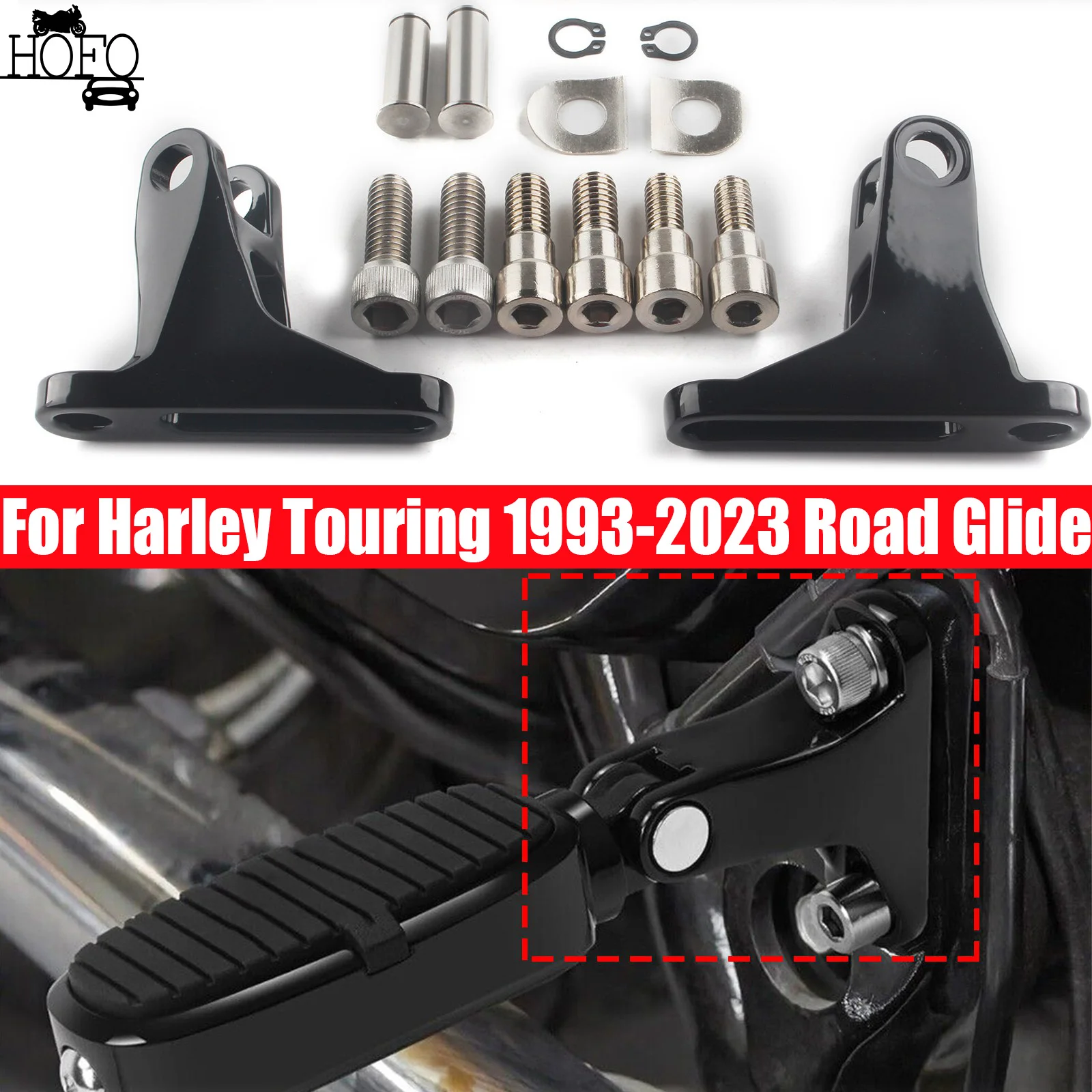 

Moto Rear Passenger Footpegs Mini Mount Kit Chrome Black For Harley Touring 1993-2023 Road Glide
