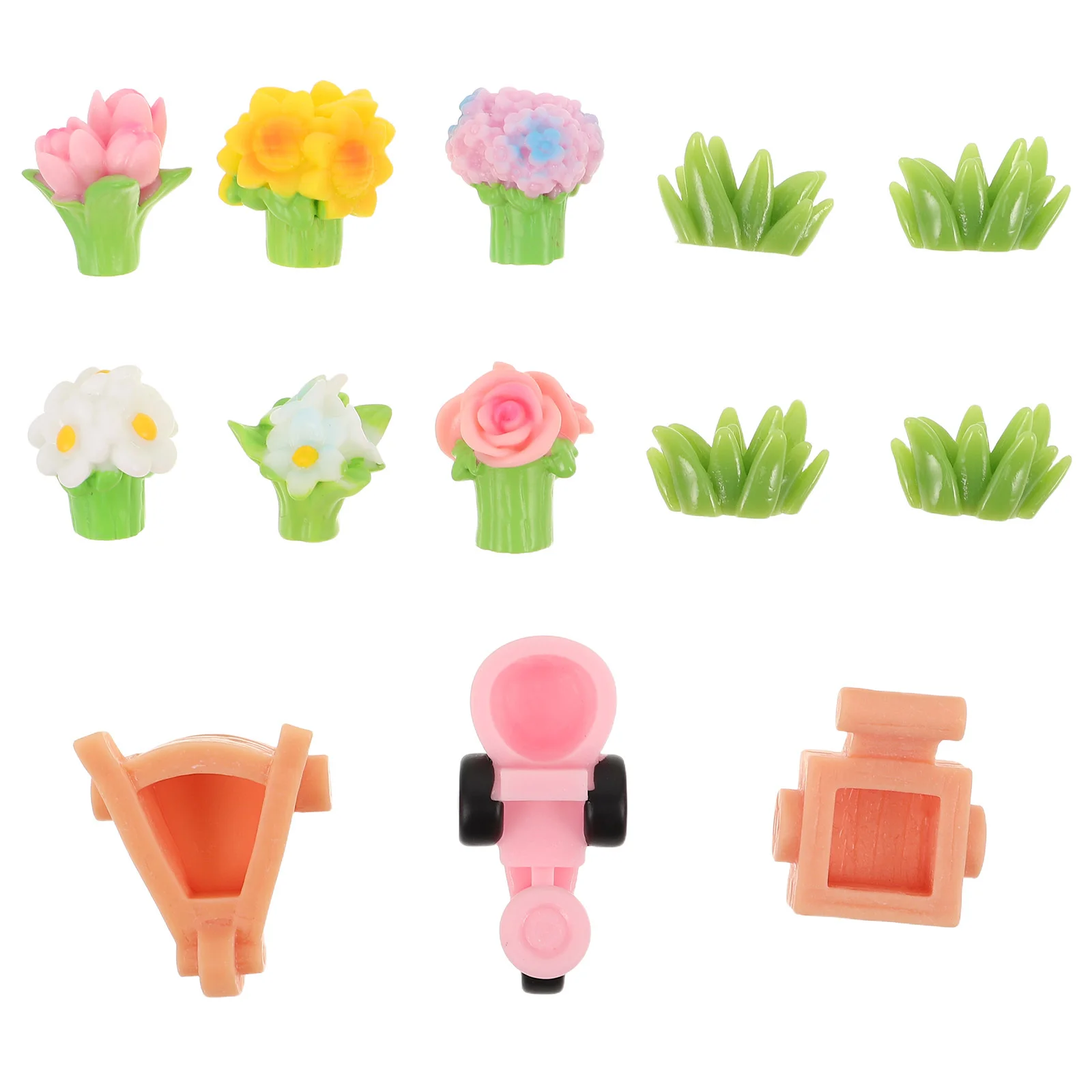 22 Uds Mini ramo de flores artificiales Mini flores falsas de resina para decoración de pasteles de oficina en casa manualidades Micro paisaje