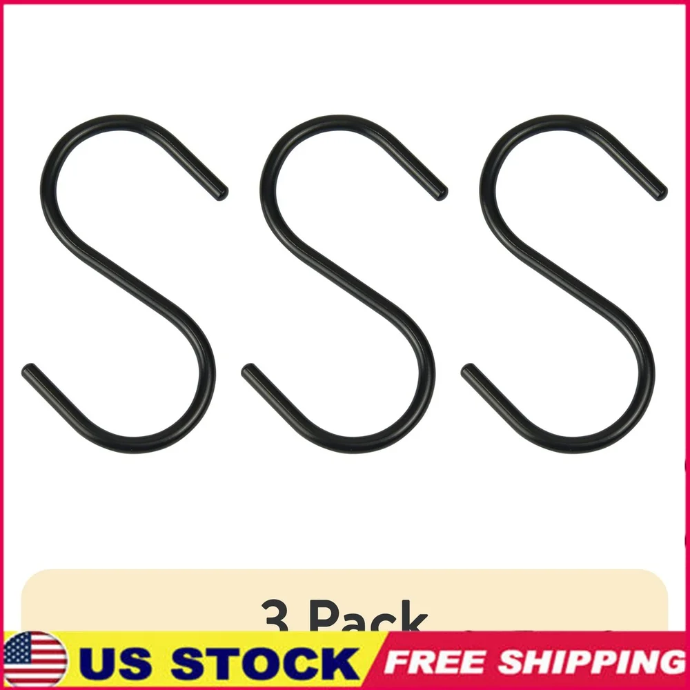 

12 шт. S-образные крючки для занавесок для душа, нержавеющие, прочные, железные, легко скользящие, с черной отделкой, стандартный стержень, совместимый