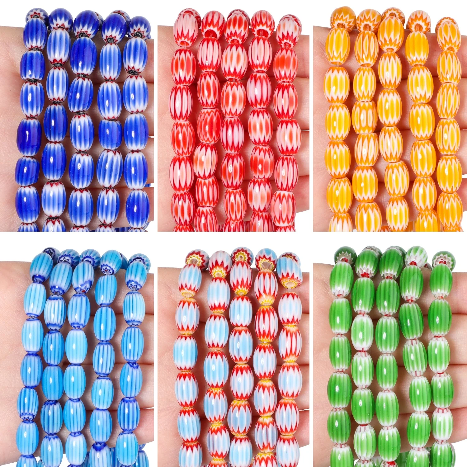 Nepal Lampwork Drum Beads Murano Barrel Oval Rice Shape Beads For Diy Jewelry Making Necklace Bracelet Handmade  Finding 8x12mm