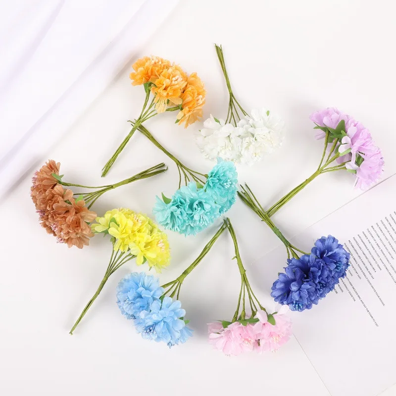 6/72Pcs Artificial Flowers Mini Bouquet Stamen Daisy Wedding Christmas Decorations Home DIY Handmade Wreaths Craft Fake Flowers