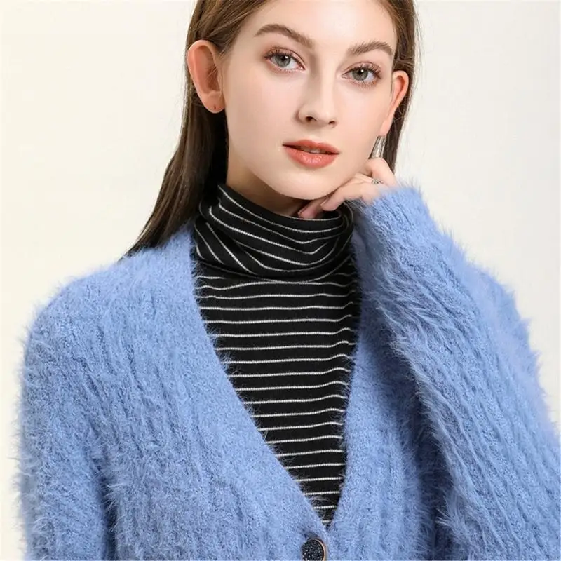 أنيقة مخططة انفصال عالية الرقبة طوق تنفس النسيج الزخرفية طوق Y166 #5