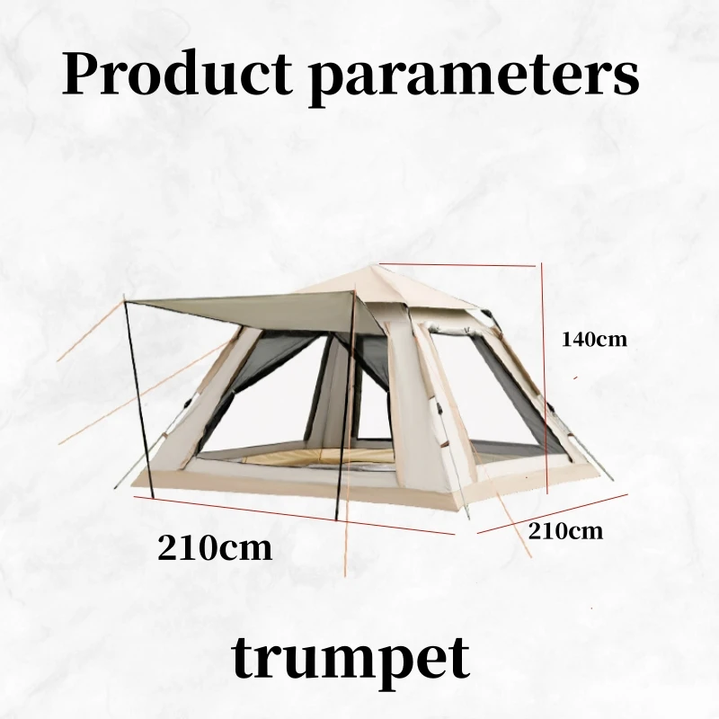 야외 캠핑 완전 자동 퀵 오픈 접이식 텐트, 3-4 인용 수용, 해변 이중 방수 캠핑 도매 텐트