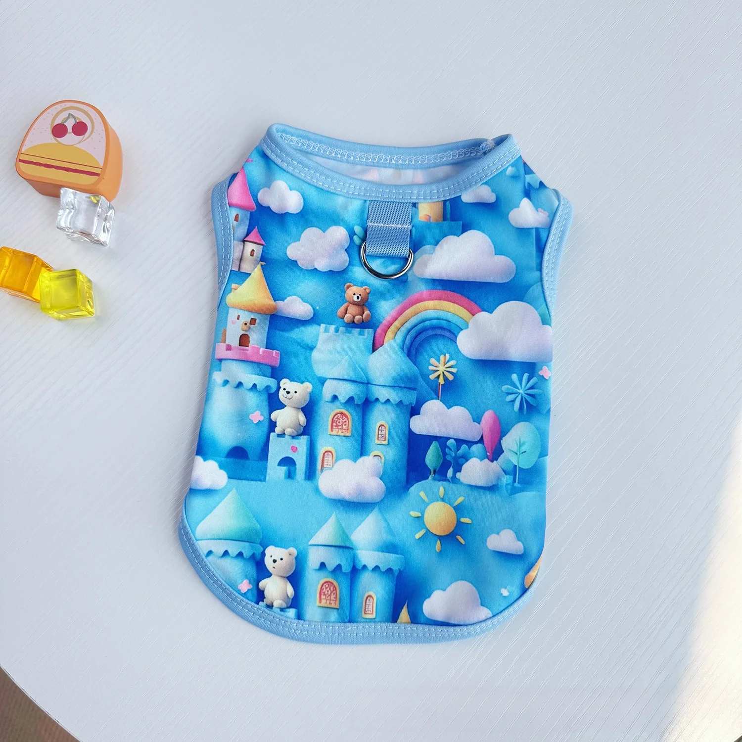 Summer Pet Clothing for Cats and Dogs, Including Vests with Cartoon Three-dimensional Printing, Breathable for Bichon Frise